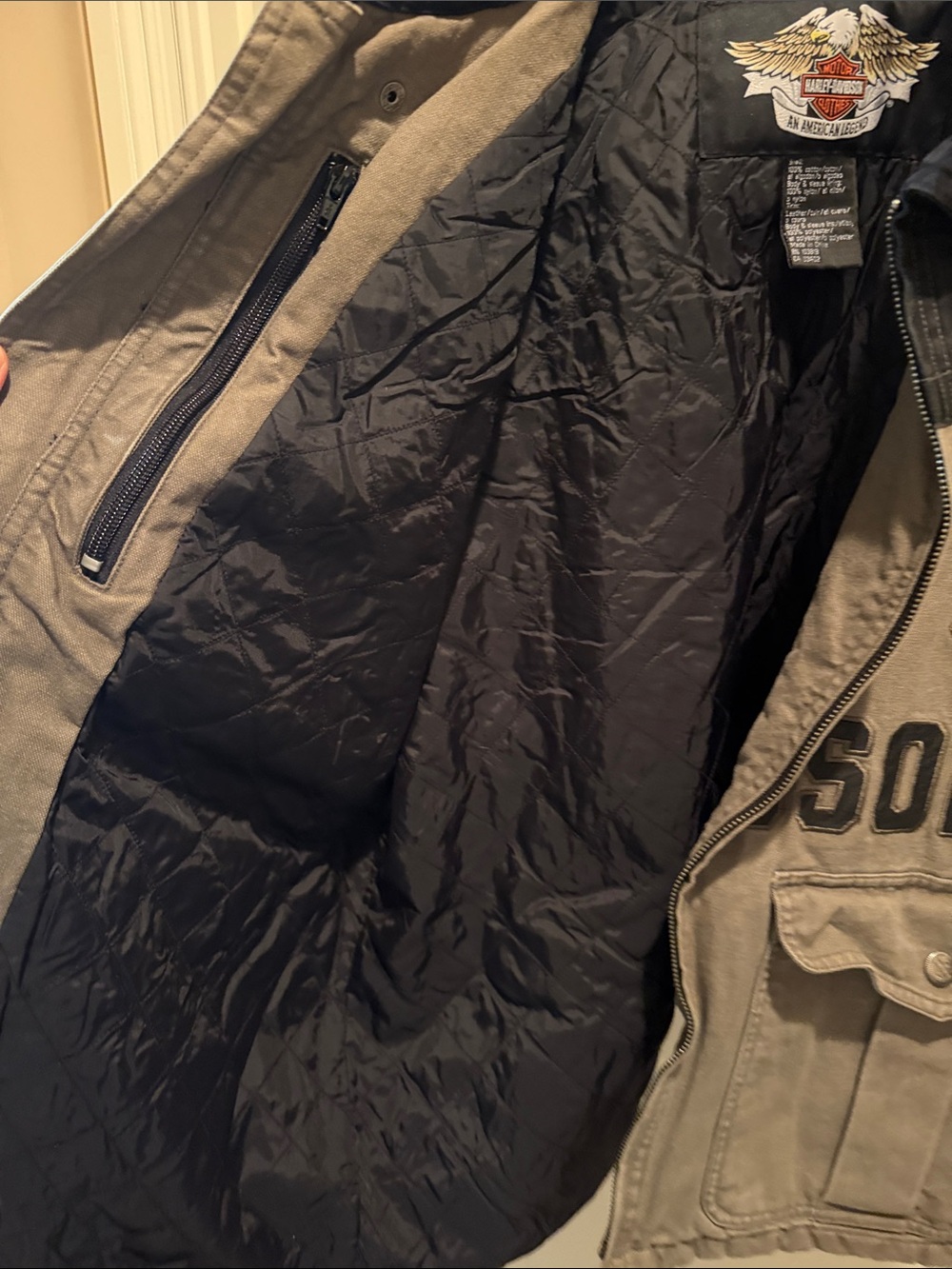 Harley-Davidson men’s Two-Tone Black and Gray Jean Jacket - Picture 7 of 9